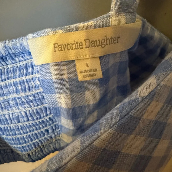 Favorite Daughter Ex Boyfriend Bra Top Gingham Blue Size Large - Picture 3 of 4